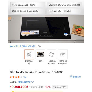Bếp từ đôi Bluestone ICB-6833
