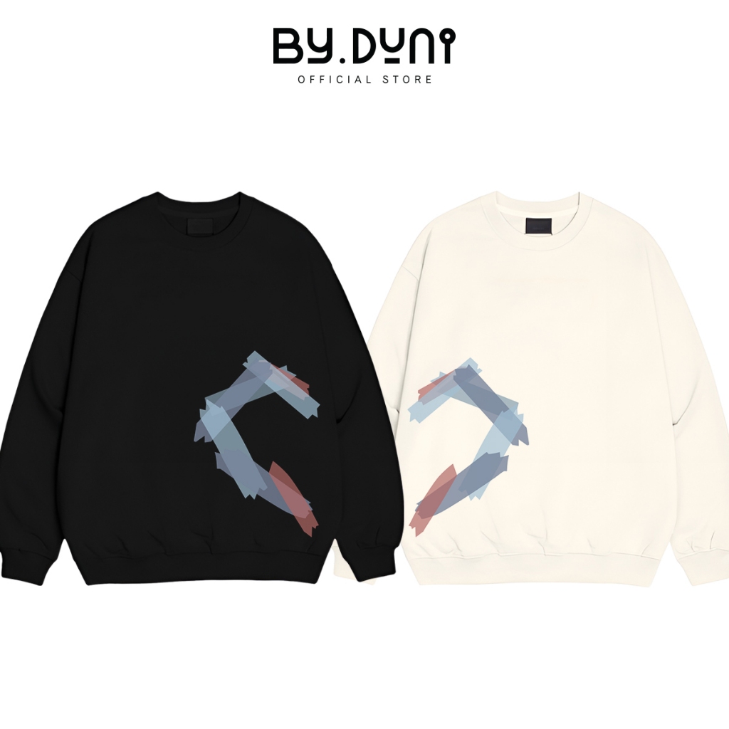 Áo Sweater cặp đôi By.duni nam nữ form rộng, áo cặp bạn thân unisex vải nỉ cotton mẫu TYM KEO DÁN full box