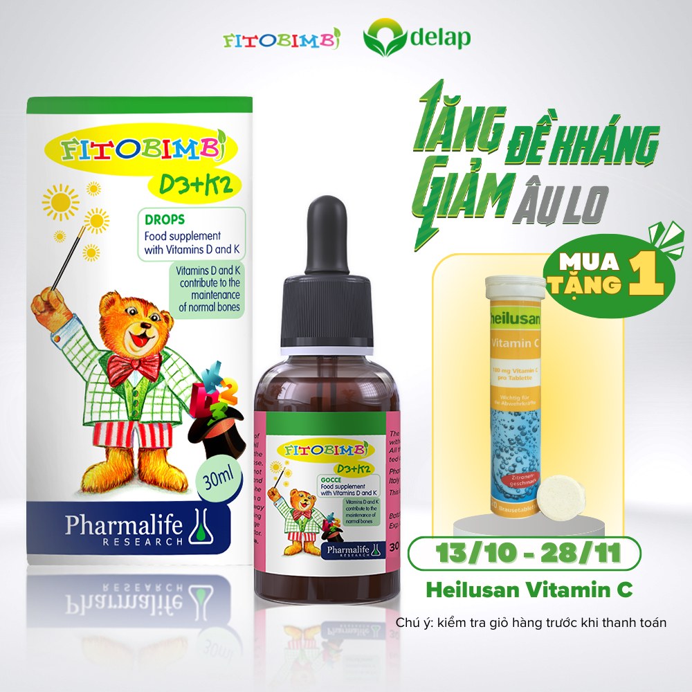 Siro FITOBIMBI D3+K2 Hỗ Trợ Xương Răng Chắc Khoẻ Cho Bé Chai 30ml