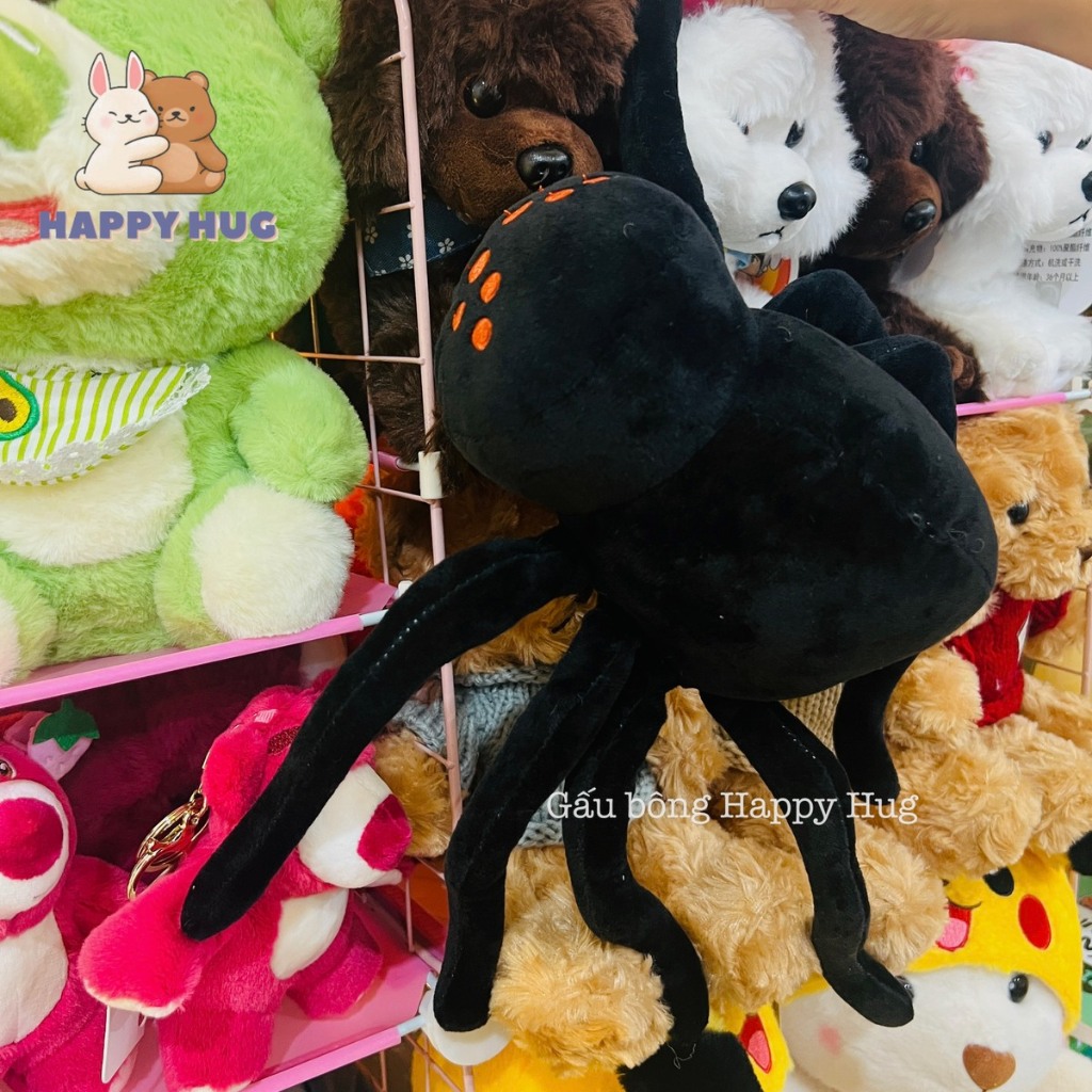 Nhện đen Halloween nhồi bông, thú bông đồ chơi cho bé size 20cm - Happy Hug