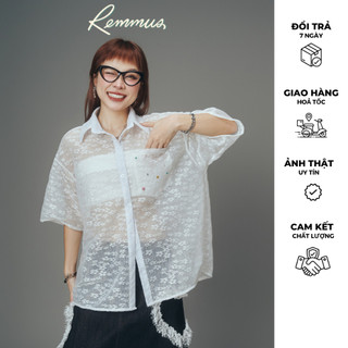 Áo sơ mi hoa xuyên thấu bling bling Remmus dành cho nữ