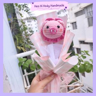 Bó hoa len heo hồng siêu xinh nhà Heo Hí Hoáy