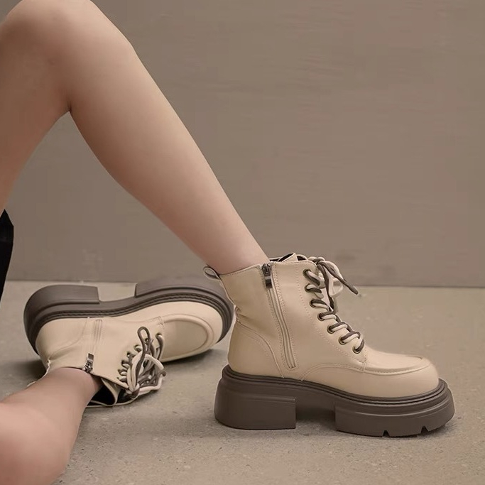 Giày Boot ulzzang vitage MAKA - Boot thời trang mix 2 dây cao cấp