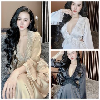 Đầm Ngủ Dáng Dài Hở Lưng Gợi Cảm Kèm Mút Ngực Chất Lụa Latin Siêu Xinh Freesize