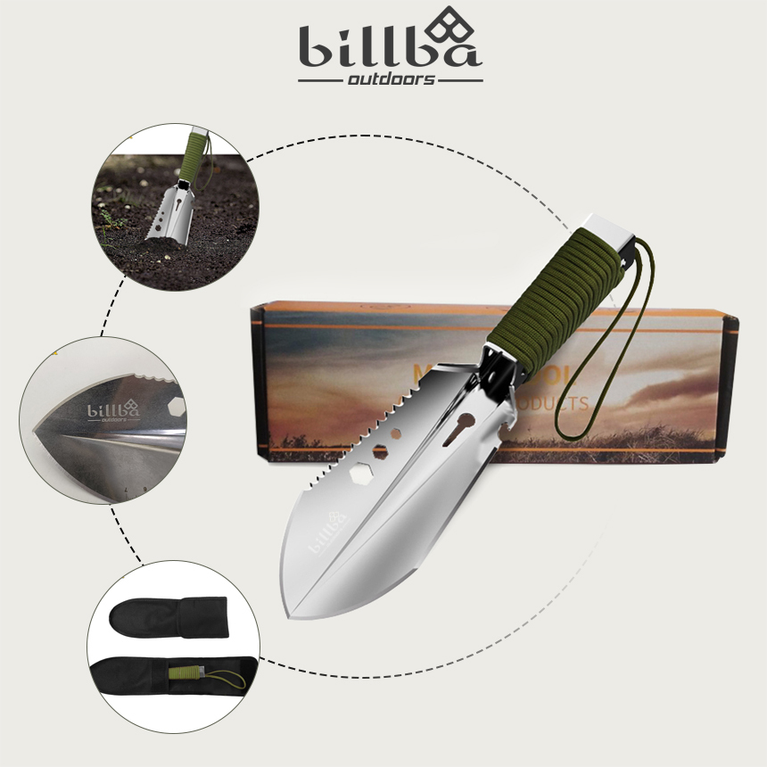 Xẻng cầm tay bằng thép mangan đa năng dùng đi du lịch dã ngoại cắm trại hoặc làm vườn BB1283 - Billba Outdoors