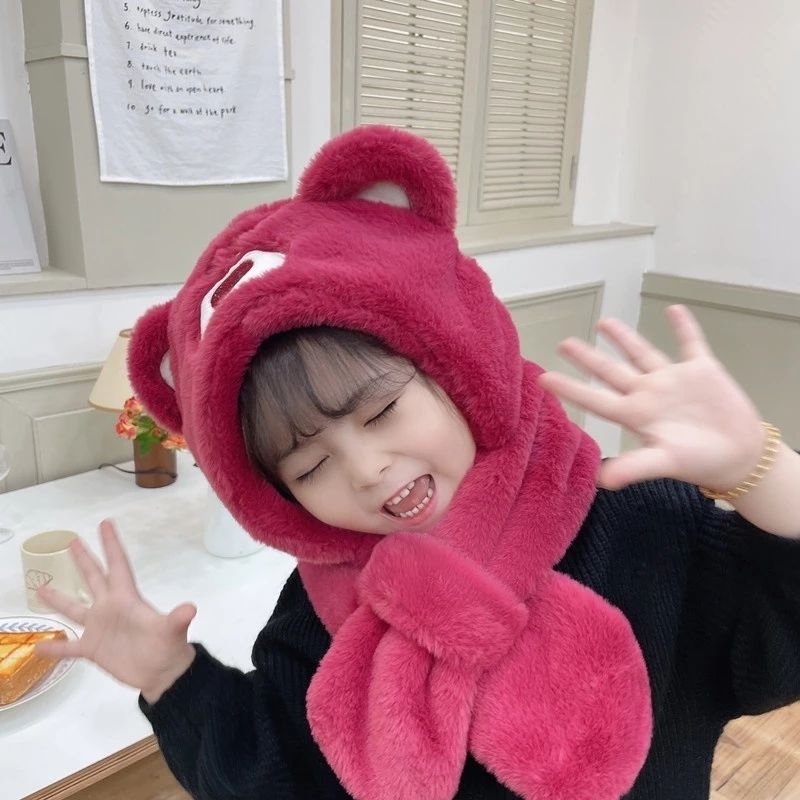 Nón len Gấu TOY STORY  🌏FREE SHIP🌎 Mũ Lông Kèm Khăn Quàng Cổ Giữ Ấm Cho Mùa Đông Cho Bé
