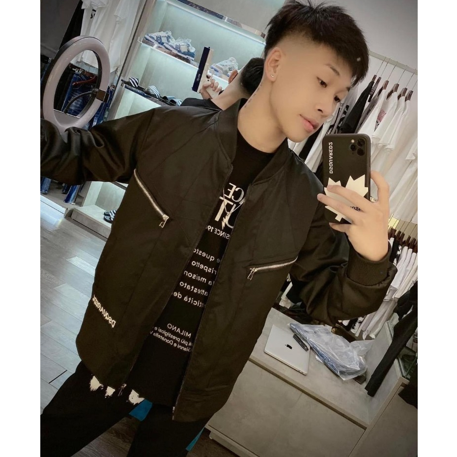 Áo Khoác Gió DSQ 290 Họa Tiết Thêu Và Khóa Chéo Đơn Giản Chất Liệu Gió Phù Hợp Cho Nam Thời Trang Cao Cấp