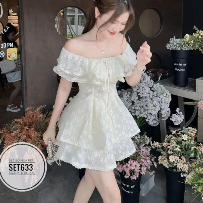 Bộ hoa ren big size sang trọng, trẻ trung từ 55kg-90kg