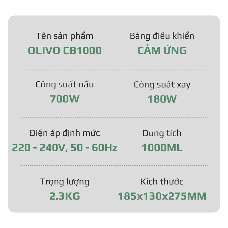 Máy Làm Sữa Hạt Olivo CB1000 - Bảo Hành Chính Hãng 24 Tháng