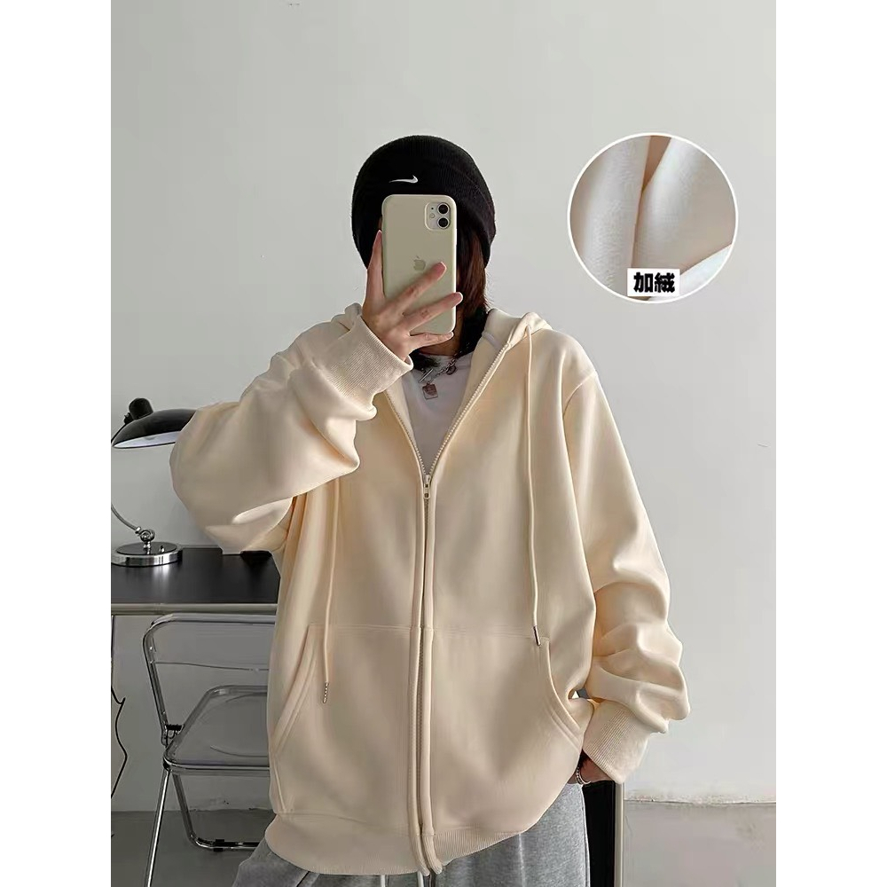 Áo khoác hoodie nỉ unisex mặc đôi kiểu trơn basic form rộng mũ to, Áo nỉ cặp đôi hoodi quảng châu hot trend 2023