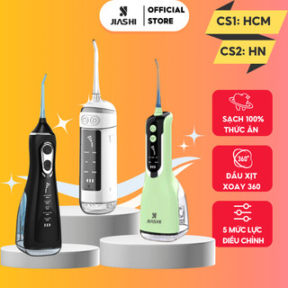 Máy tăm nước cầm tay JIASHI công nghệ Nhật cao cấp, 5 đầu và 3 chế độ làm sạch sâu khoang miệng MTN02