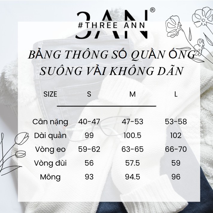 Quần jeans ống suông 3AN   HÀNG LOẠI 1 ⚡ Quần bò ống đứng suông form dài basic hách dáng dành cho nữ