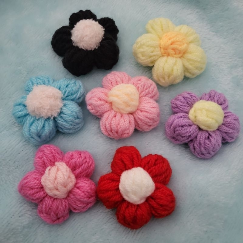 Ghim cài áo hoa len handmade cài balo, mũ