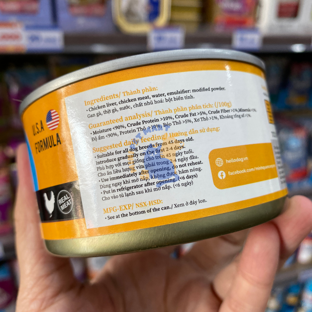 Pate HELLO DOG Cho Chó Mọi Lứa Tuổi Công Thức Chuẩn Mỹ Được Làm Từ Thịt Gà Nguyên Chất Lon 190g - Mini Pet Mart