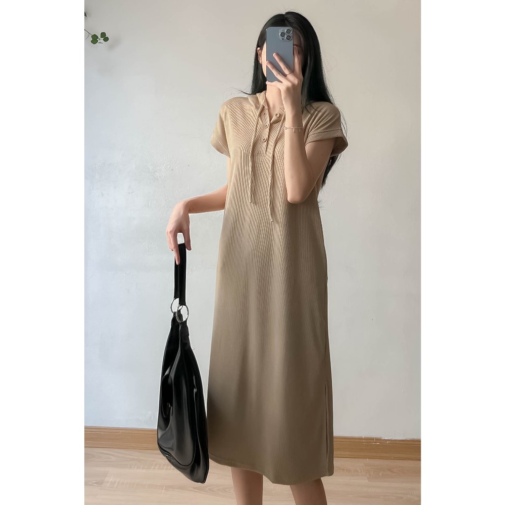 Váy suông chất nỉ tăm dáng dài tay hến - Retrostyle- Vaysuongtam489_P3K1