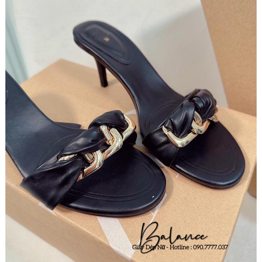 Balance Guốc Đen Khóa Nơ
