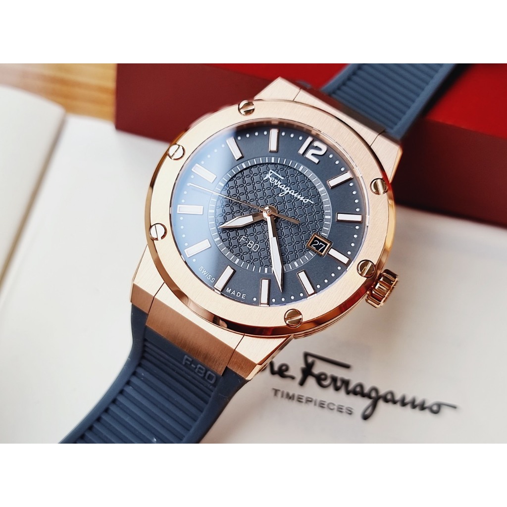 Đồng hồ chính hãng nam Salvatore Ferragamo F-80 Classic- Máy pin Thụy Sĩ - Kính Sapphire- Dây cao su