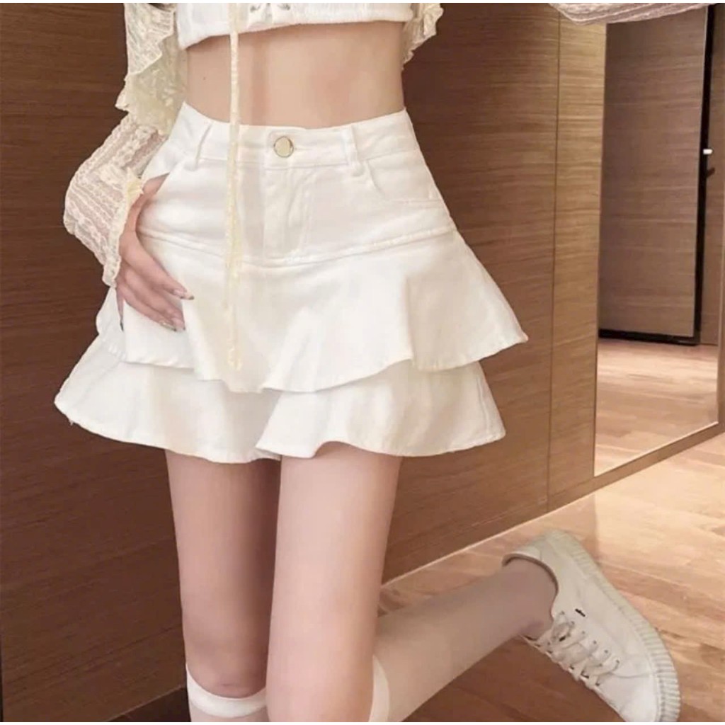 🍒🍒🍒CHÂN VÁY KAKI NỮ HAI TẦNG 1 NÚT CÓ LÓT TRONG UTRRB