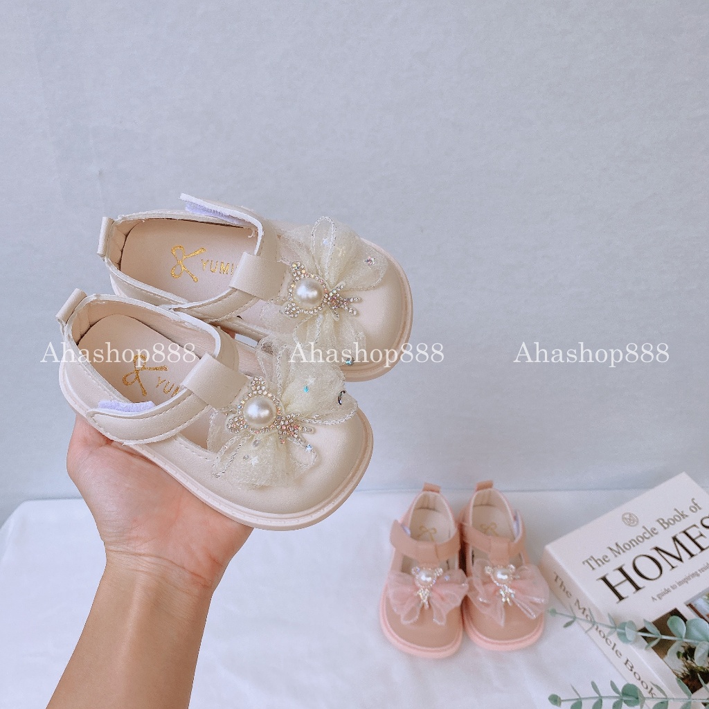 Sz 15-19 Giày Búp Bê Tập Đi Mũi Vuông Đính Nơ Ruy Băng Đá Siêu Mềm Cho Bé 0-2 Tuổi K225