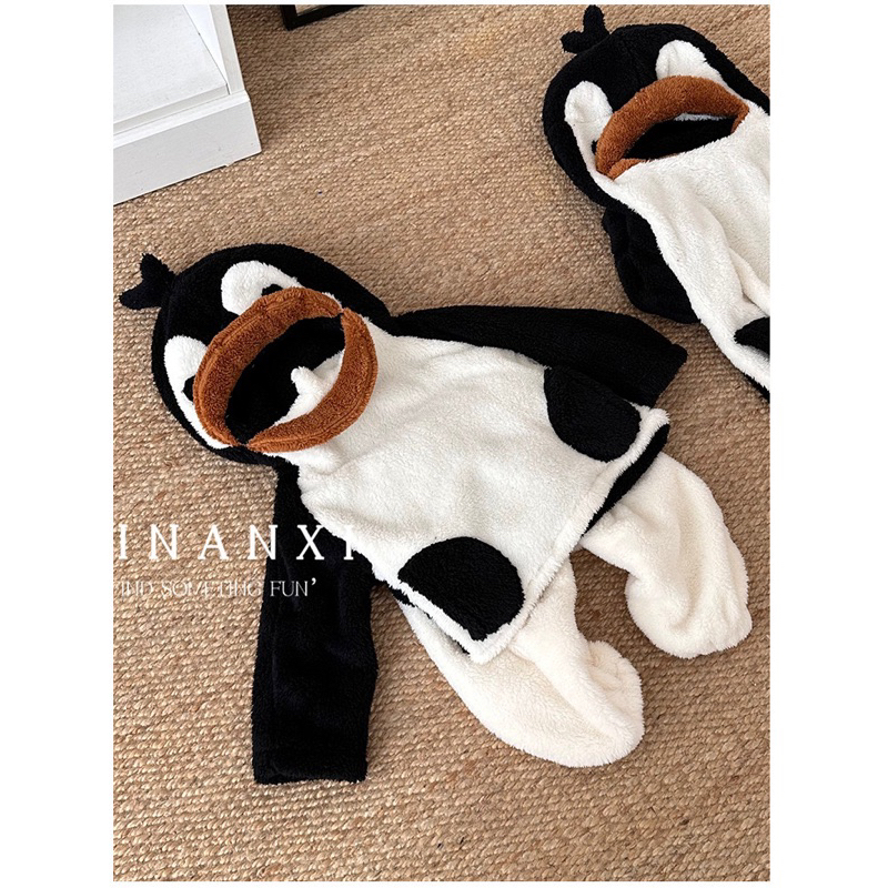 Bộ bông hình chim cánh cụt hàng QC mùa thu đông mềm ấm cho bé trai bé gái từ 10-25kg