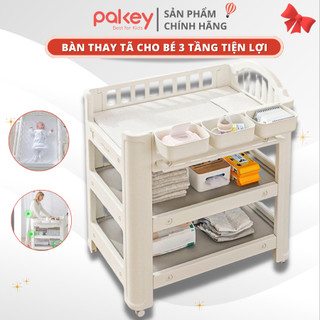 Bàn Thay Tã Cho Bé Đa Năng Pakey, Bàn Thay Tã 3 Tầng Có bánh xe dễ Dàng Chăm Bé, Hàng Chính Hãng Bảo Hành 1 Năm
