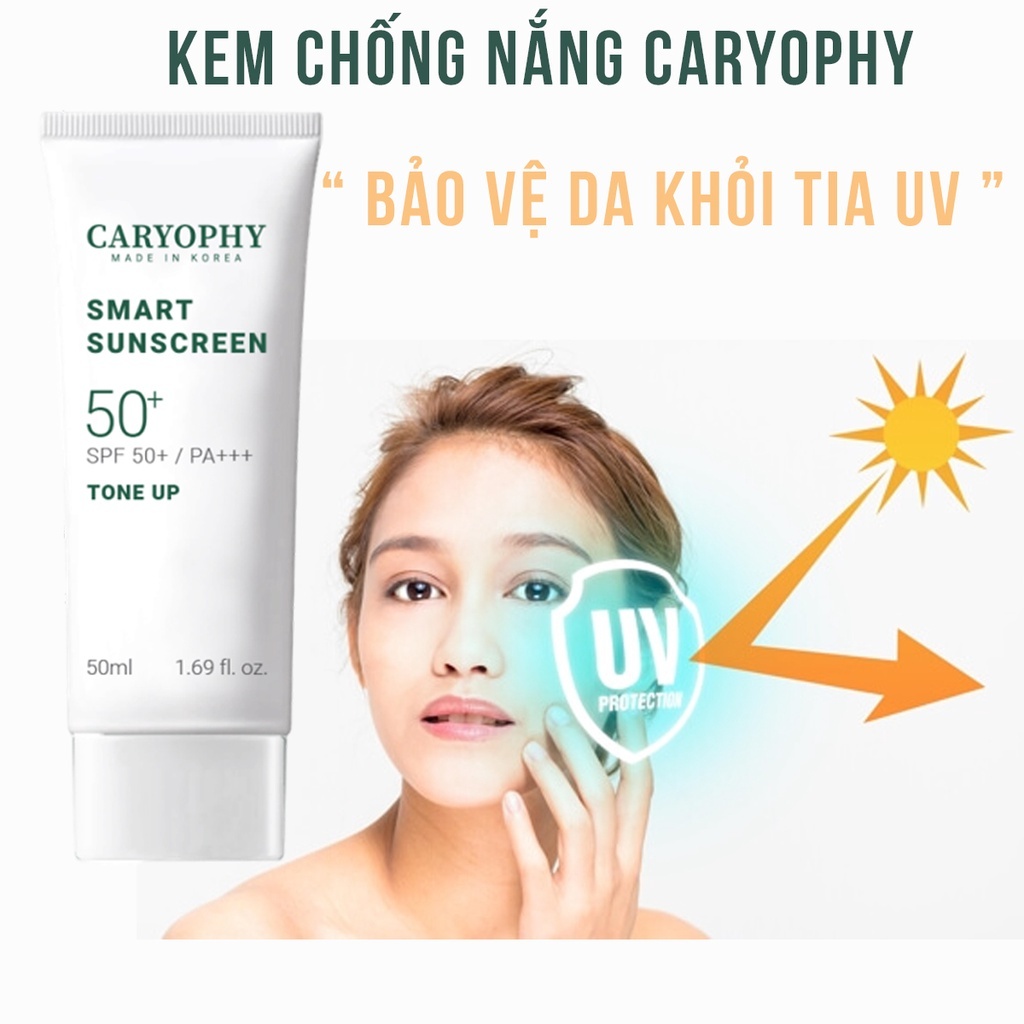 Combo 2 Kem chống nắng da mụn CARYOPHY Smart Tone Up Sunscreen SPF50+/PA++++ 50ml Chính Hãng-Shop Mĩ Phẩm