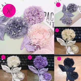 Tấm hoa lá 3D đính cườm trai trang trí áo dài, váy đầm