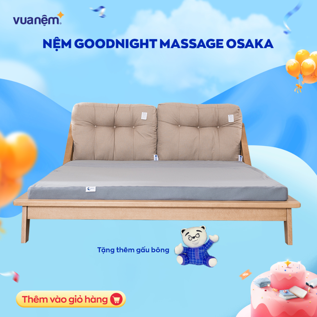 Nệm Massage Nhật Bản Goodnight Osaka cấu trúc lượn sóng hỗ trợ nâng đỡ cơ thể ổn định thoáng khí hàng chính hãng Vua Nệm