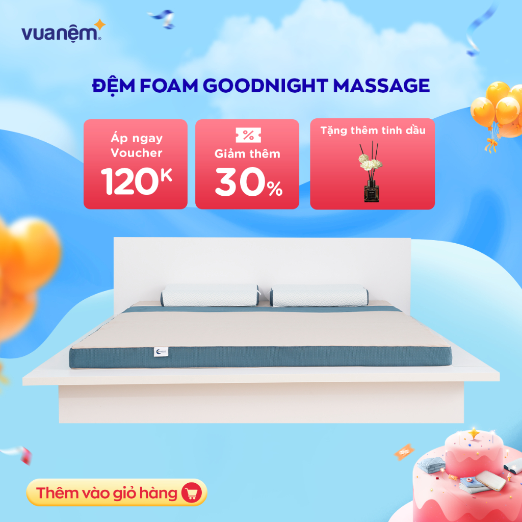 Nệm foam Goodnight Massage bán chạy số 1 Việt Nam 9cm tại Vua Nệm - Cấu trúc lượn sóng duy trì tư thế tự nhiên của cột s