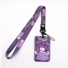 Dây đeo thẻ Kuromi dễ thương, dây đeo thẻ hoạt hình, dây đeo thẻ bản rộng