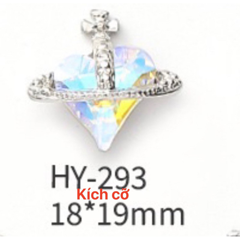 Charm trái tim họa  tiết siêu xinh, phụ kiện trang trí móng tay