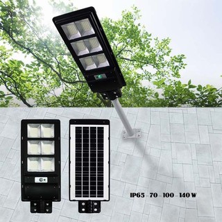 Có remote - Đèn Led năng lượng mặt trời 150w liền thể cảm biến siêu sáng - Tặng cần đèn