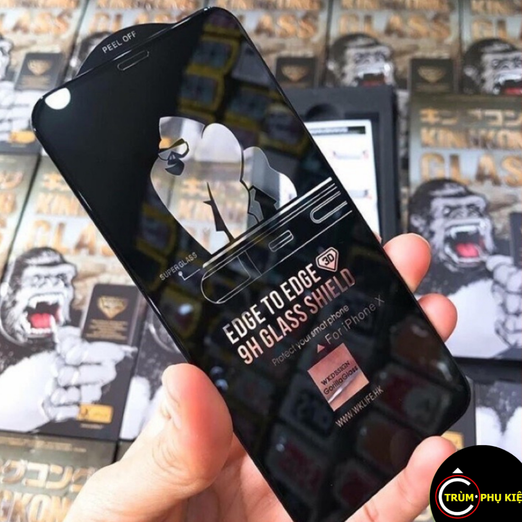 Kính Cường Lực Iphone KingKong và Chống Vân Tay và KingKong Xanh Full Màn 7/8/plus/X/Xsmax/11/12/13/14/15/pro/promax