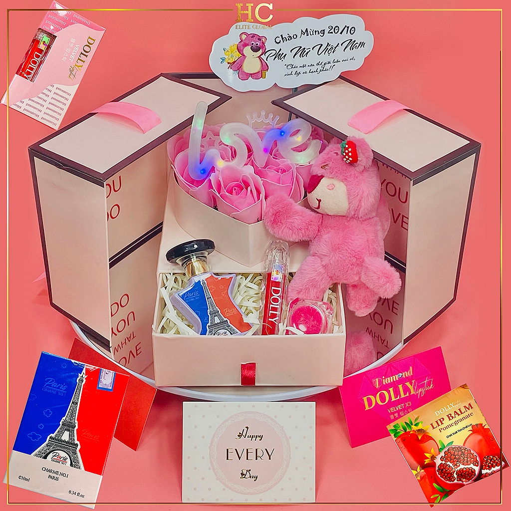 Set quà 20/11 HC GIFT , combo quà tặng bạn gái tặng mẹ tặng cô giáo nước hoa và son chính hãng sang trọng ý nghĩa
