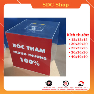 Thùng phiếu bốc thăm - tặng kèm ổ khóa - thùng phiếu mica - hòm phiếu bốc thăm dạng lắp ghép