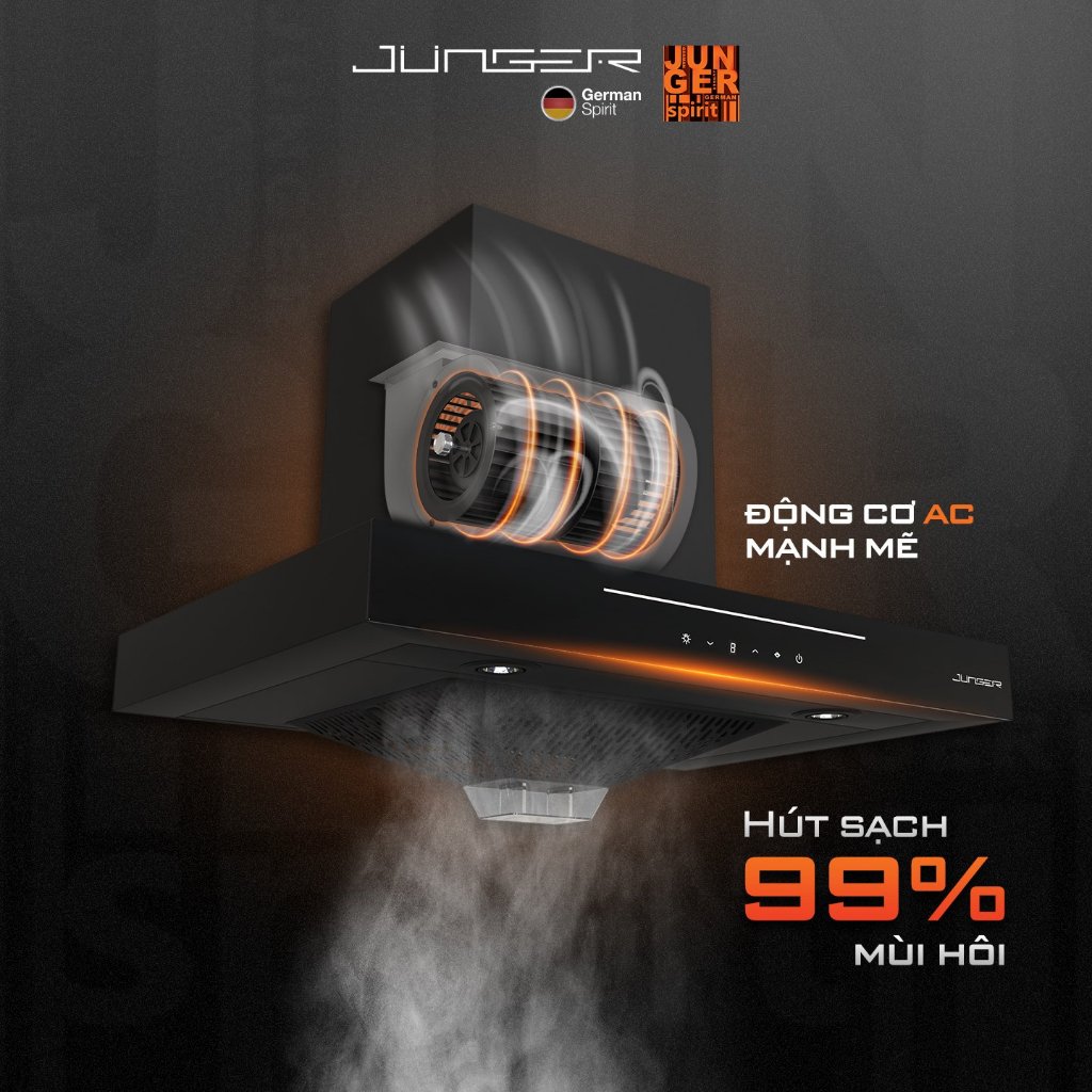 Hút mùi Junger HRJ-701 Công suất 1000m3/h Cảm biến khí gas CO2 Hàng Chính Hãng Bảo Hành 12 Tháng