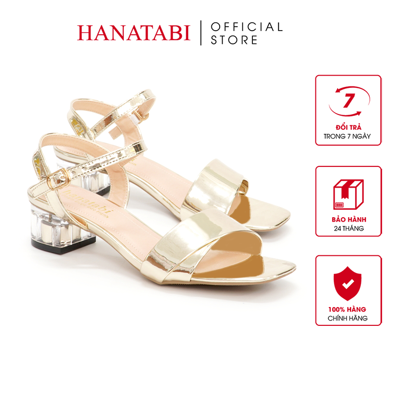 Sandal nữ Hanatabi quai xếp ly mũi vuông gót mika cao 3cm hậu c đế TA cao cấp chống trơn trượt mã HNSD3F329