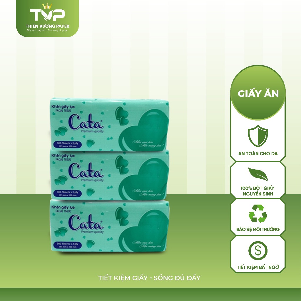 Khăn giấy ăn lụa rút CATA 300 tờ 3 lớp SIÊU DAI