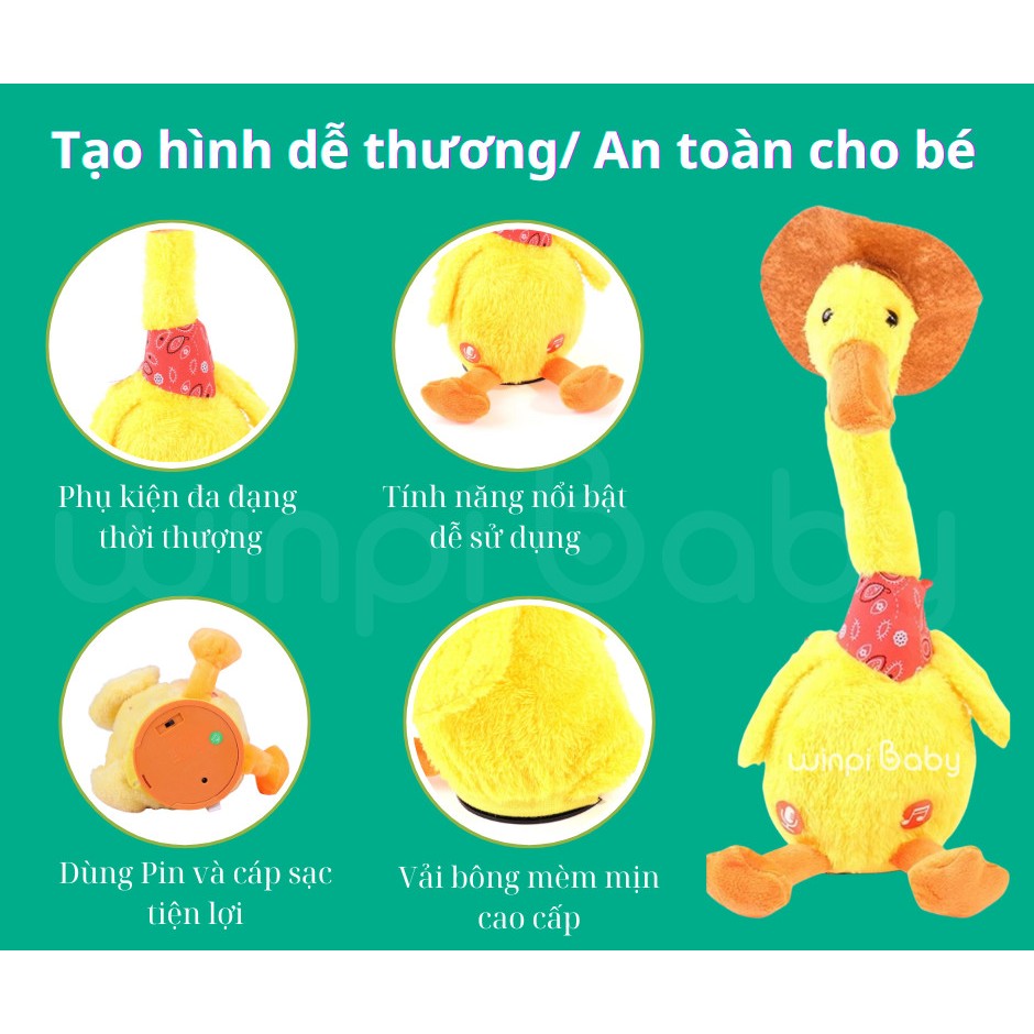 Đồ Chơi Vịt Linh Linh Nhại Tiếng Và Biết Hát 120 bài Cho Bé Yêu Vui Chơi