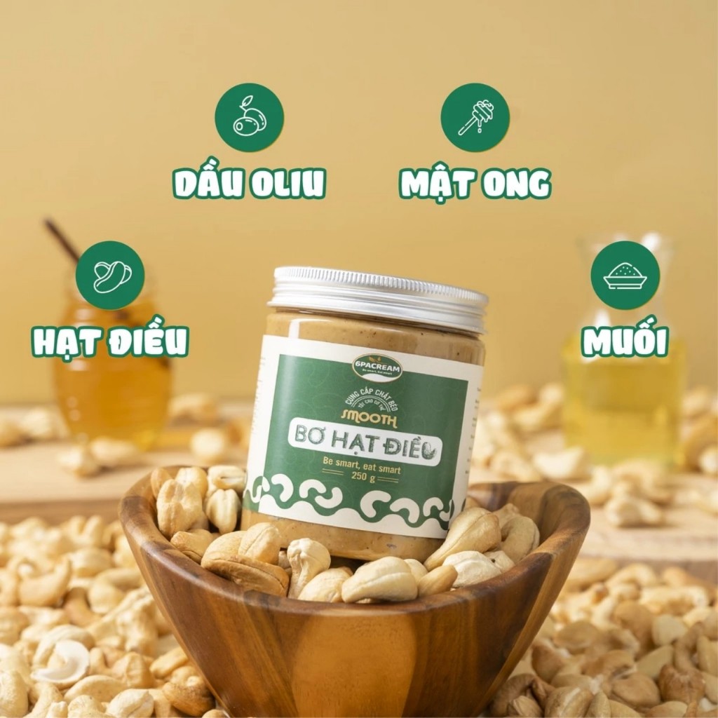 (250g) Bơ hạt điều nguyên chất không đường vị mật ong low carb siêu healthy CREAME
