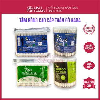 Tăm Bông Gỗ Ngoáy Tai Hana bông tự nhiên thân trúc thân gỗ an toàn thân thiện môi trường Linh Giang chính hãng