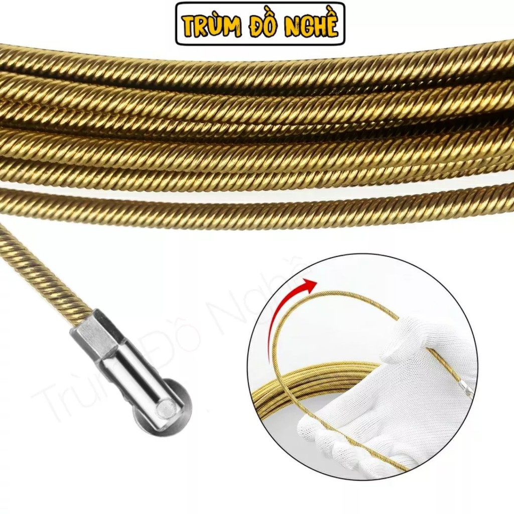 Dây mồi đầu bánh xe 3 lõi cáp thép lụa 4mm Tặng cáp thít luồn dây điện ống gen kéo cáp ngầm 5m 10m 15m 20m 25m 30m 50m