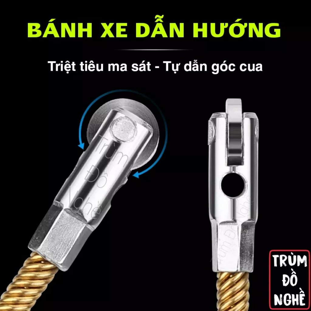 Dây mồi đầu bánh xe 3 lõi cáp thép lụa 4mm Tặng cáp thít luồn dây điện ống gen kéo cáp ngầm 5m 10m 15m 20m 25m 30m 50m