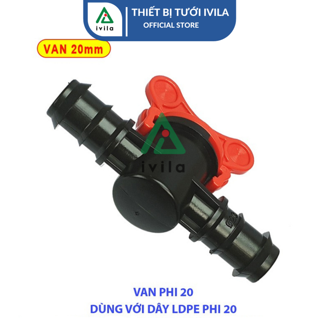 Van khóa LDPE 16mm/ Van khóa LDPE 20mm  2 đầu - Phụ Kiện LDPE hệ thống tưới - Van khóa nước dùng cho ống PE 16mm/20mm