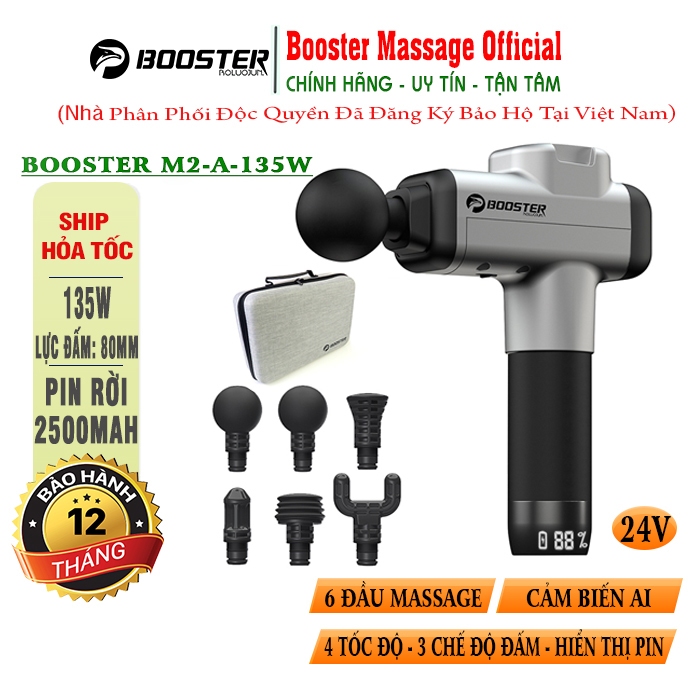 Súng massage cầm tay giãn cơ thương hiệu  Booster boluojun M2-A - 135W - 24V - Chính Hãng