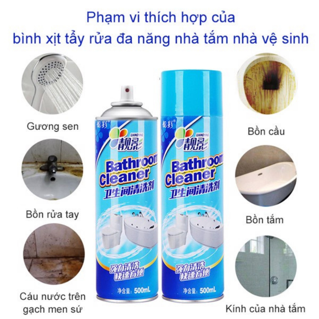 Bình xịt bọt tuyết tẩy rửa nhà tắm nhà bếp siêu sạch mọi vết bẩn, bình xịt Kitchen Cleaner/ Bathroom Cleaner 500ml