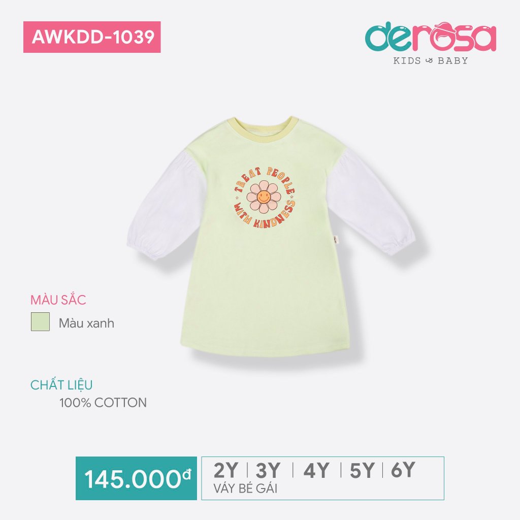 Váy bé gái Derosa Kids cho bé từ 2 đến 6 tuổi AWKDD 1039