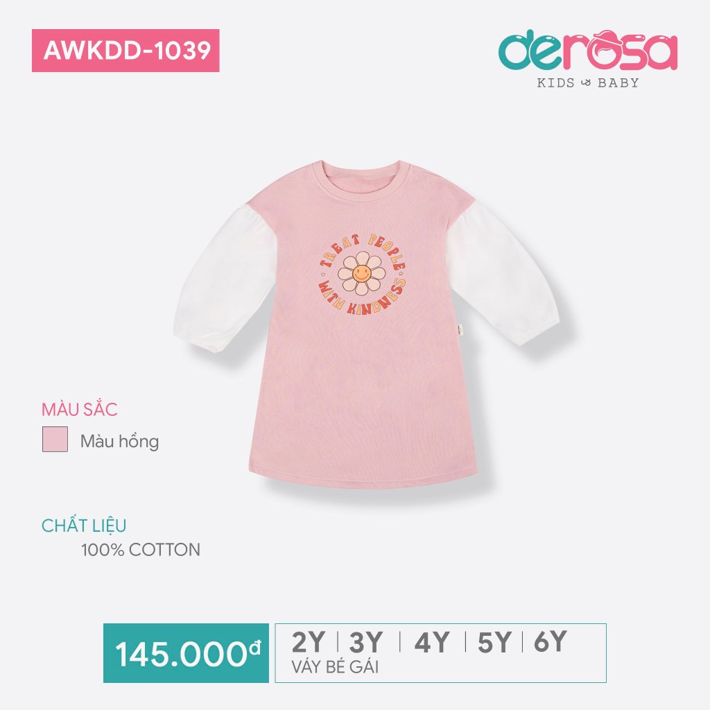 Váy bé gái Derosa Kids cho bé từ 2 đến 6 tuổi AWKDD 1039