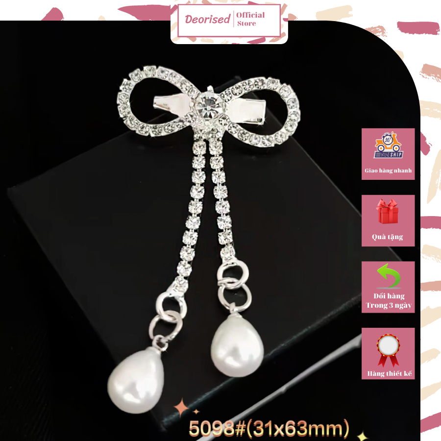 Ghim Tag Cài Áo Hình Nơ Đính Đá Phối Đồ Thời Trang Nữ