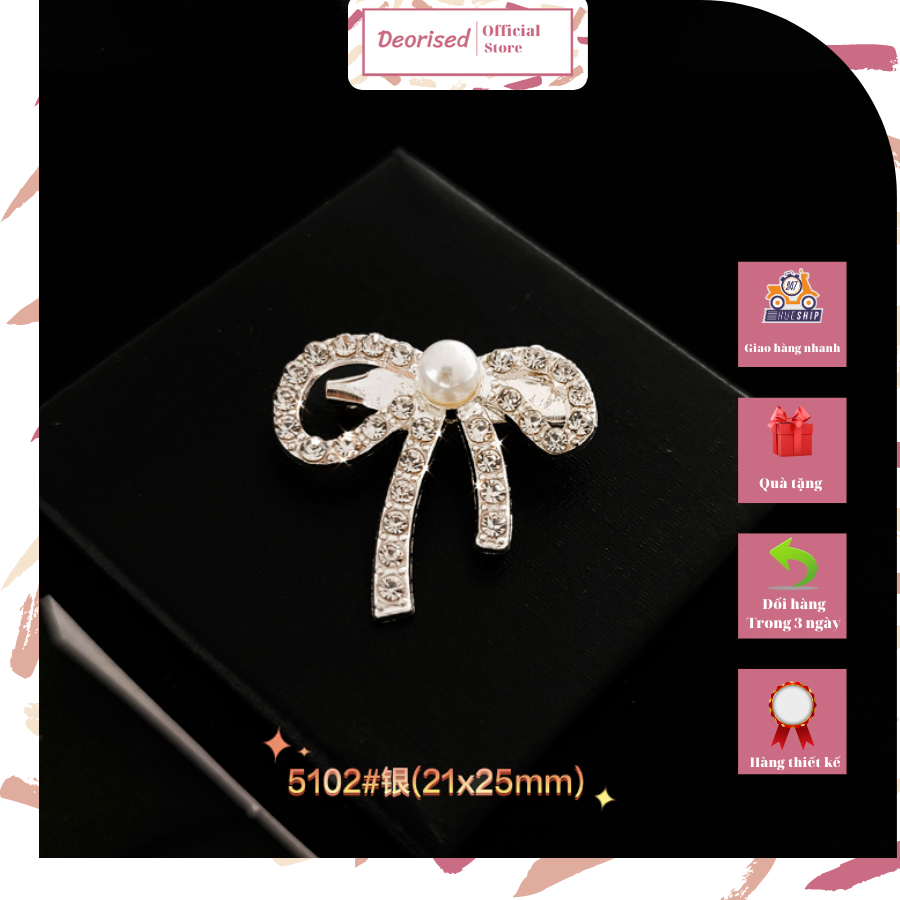 Ghim Tag Cài Áo Hình Nơ Đính Đá Phối Đồ Thời Trang Nữ